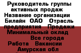 Руководитель группы активных продаж › Название организации ­ Билайн, ОАО › Отрасль предприятия ­ Продажи › Минимальный оклад ­ 30 000 - Все города Работа » Вакансии   . Амурская обл.,Архаринский р-н